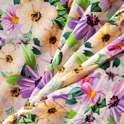 Шелк натуральный К13-931 жемчужно-серый принтованный