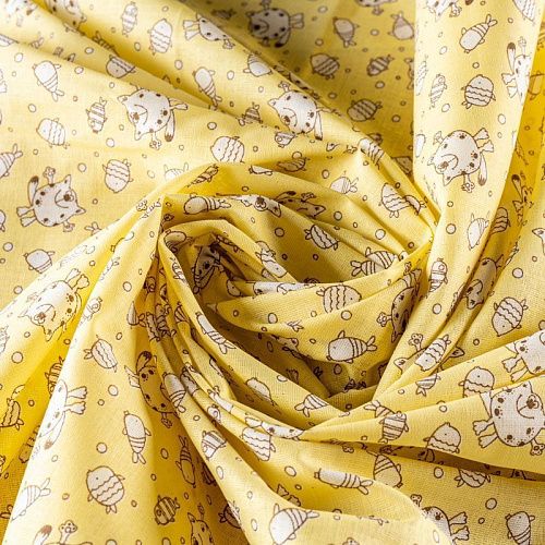 Ситец 007-00701 светло-желтый принтованный