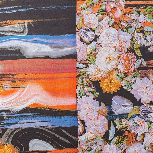 Шифон 068-08396 черный принтованный