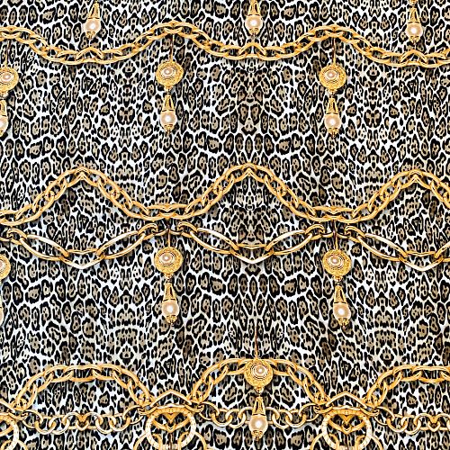 Крепдешин натуральный К32-243 бежево-серый принтованный