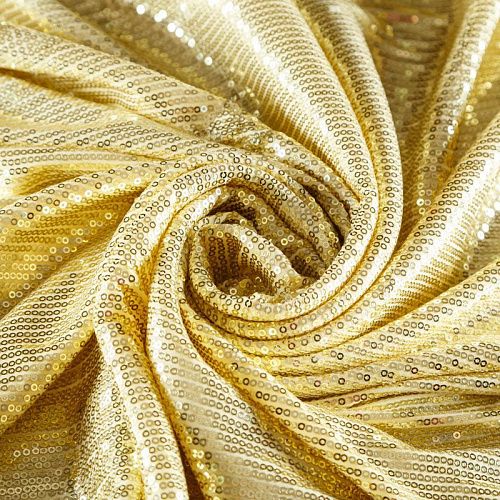 Ткань с пайетками 055-03033 светлое золото однотонный