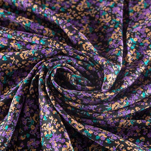 Твил-штапель 069-04020 черный принтованный