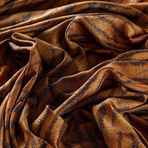 Вискоза с люрексом 009-08620 горчично-коричневый принтованный