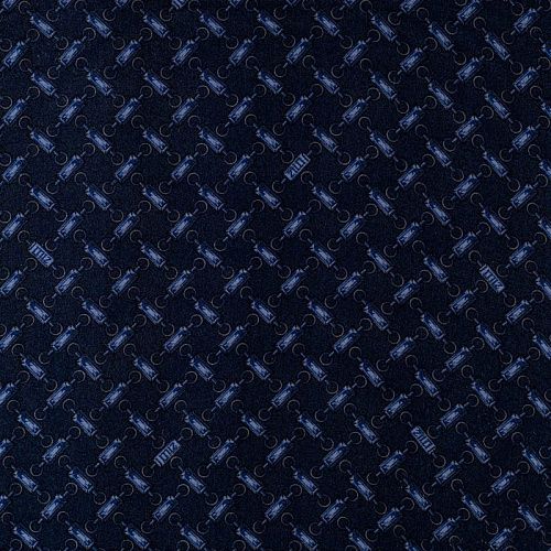 Шелк натуральный К36-244 темно-синий принтованный