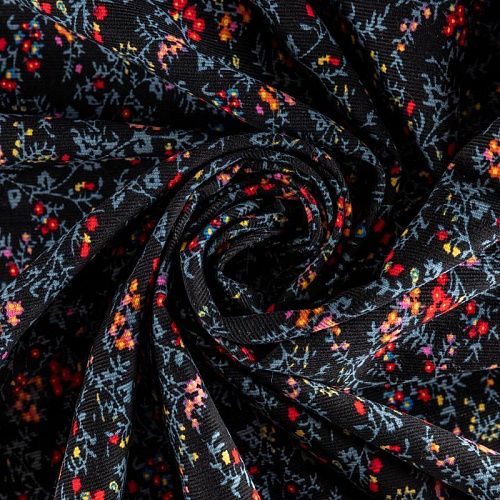 Вельвет К19-578 черный принтованный