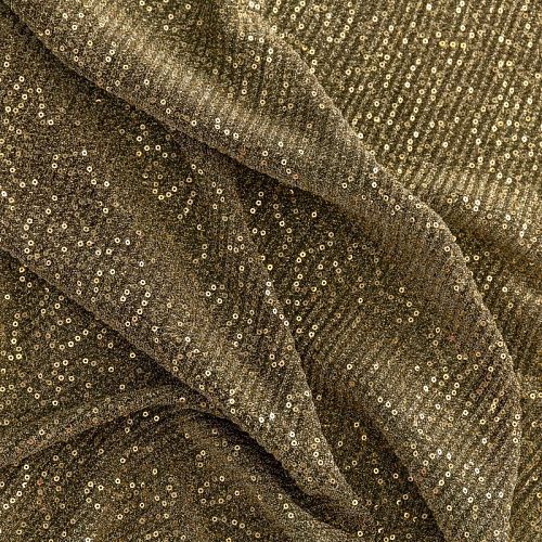 Трикотаж гофре 1120-341-056-0021 золотисто-черный с пайетками