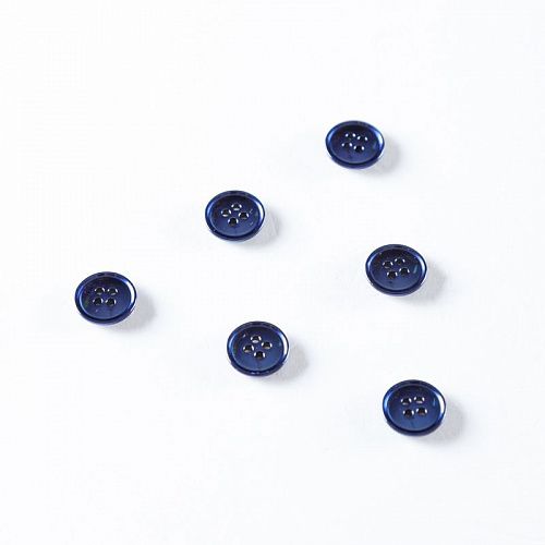 Пуговица с проколами 11 мм металл 495647 темно-синий/темный никель