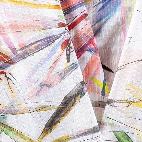 Лен-вискоза 035-1019 молочный принтованный