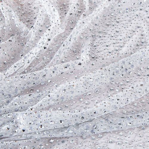 Сетка трикотажная со стразами Swarovski 050-19876 белый