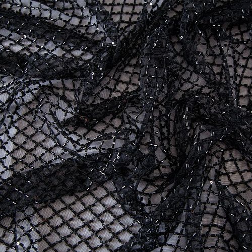 Сетка со стеклярусом 050-13575 черный