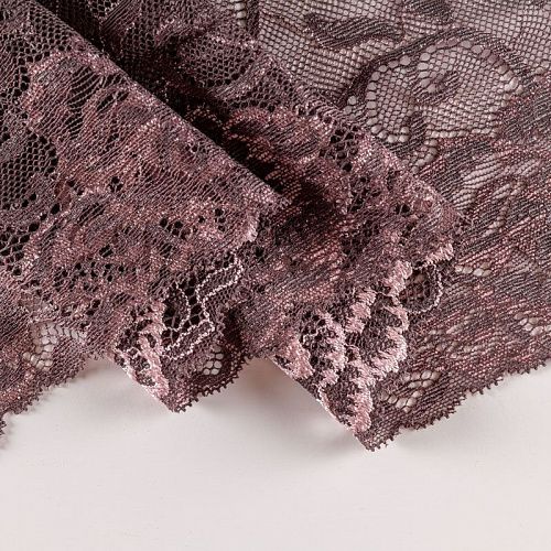 Кружево эластичное 200 мм Ф01-0065 шоколадно-розовый