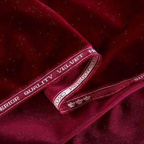 Бархат с люрексом 002-04427 бордовый однотонный