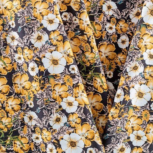 Штапель 069-01508 черный принтованный