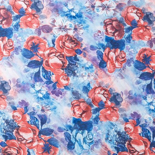 Вискоза "Лоренцо" 036-08225 голубой принтованный