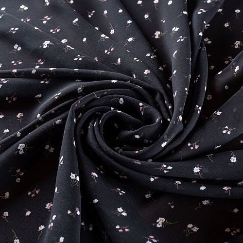 Шелк синтетический 065-01439 черный принтованный