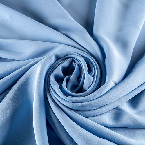 Крепдешин натуральный К36-088 небесно-голубой однотонный