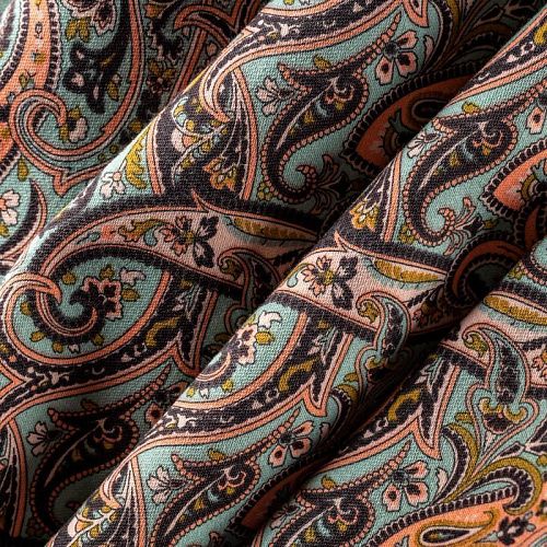 Шерсть плательная К36-058 бирюзово-зеленый принтованный