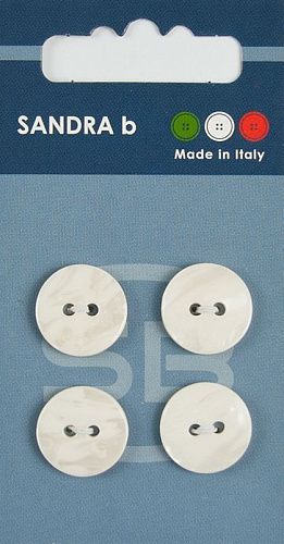 Пуговицы SANDRA 15 мм пластик 4 шт CARD010 белый